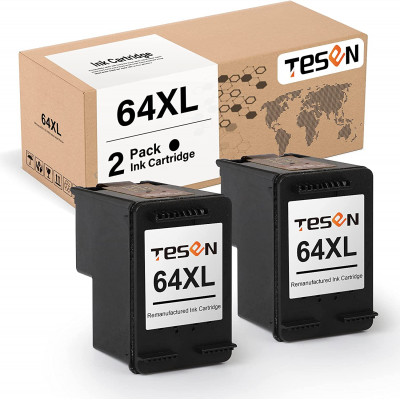 TESEN Remanufactured HP 64 XL 64XL Ink Cartridge Replacement 2 Black